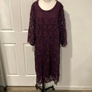 Jessica London purple crochet flower lace dress 22W
